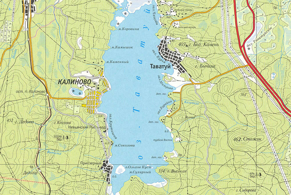 Карта озера Таватуй